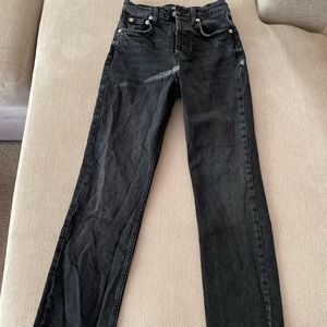 Black straight leg jeans (cropped)